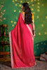 Pink Bandhej Georgette Saree and Yellow Designer Blouse