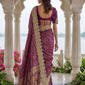 Wine Purple Banarasi Silk Saree Heavy Zari Embroidery Rich Designer Border