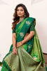 Green Banarasi Silk Saree Antique Gold Zari Motifs Rich Woven Pallu