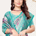 Sea Green Banarasi Silk Saree with Pink Woven Zari Design