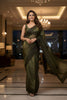 Olive Green Georgette Saree with Embroidered Border Designer Pallu 