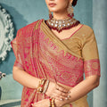 Gold Banarasi Silk Saree with Rich Red Zari Border Tassel Pallu
