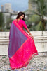 Grey Rani Pink Printed Saree with Designer Border Party Wear Saree