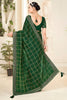 Dark Green Embroidered Designer Saree with Sequins Work Blouse