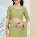 Pastel Green Designer Saree Embroidered Border Ready To Wear