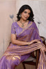 Lavender Purple Silk Saree Golden Zari Embroidery Matching Blouse
