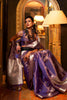 Purple Banarasi Silk Saree with Silver Zari Weaving Designer Border