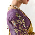 Mustard Gold Organza Saree with Floral Embroidery Designer Blouse
