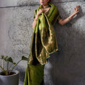 Olive Green Silk Saree with Golden Zari Border Traditional Saree
