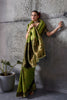 Olive Green Silk Saree with Golden Zari Border Traditional Saree