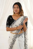 White Organza Saree with Black Embroidered Border