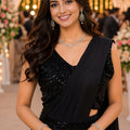 Black Georgette Saree with Sequins Embroidered Designer Blouse