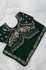 Dark Green Georgette Saree Stone Embroidered Border Designer Blouse