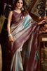 Mauve Pink Silver Silk Saree Floral Zari Weaving Saree