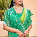 Green Silk Blend Saree with Traditional Woven Border Festive Wear