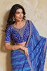 Blue Georgette Saree with Golden Embroidered Border Designer Blouse