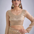 Champagne Gold Embroidered Silk Saree Designer Blouse