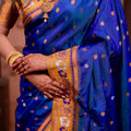 Royal Blue Paithani Silk Saree with Golden Zari Border
