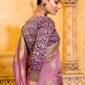 Mauve Banarasi Silk Saree Traditional Zari Festive Wear Saree