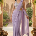 Lavender Designer Saree with Embroidered Blouse