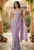 Lavender Designer Saree with Embroidered Blouse