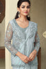 Pastel Blue Embroidered Saree with Designer Net Blouse
