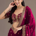 Wine Red Silk Saree with Heavy Zari Embroidery Border Designer Blouse