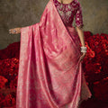 Rani Pink Banarasi Silk Saree with Gold Zari Weaving Embroidered Blouse
