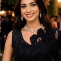 Luxury Black Ready-to-Wear Saree Floral Sequin Embellished Designer Blouse