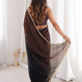 Black Organza Silk Saree with Designer Golden Lace Border