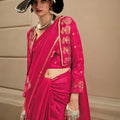 Rani Pink Banarasi Silk Saree Golden Zari Weaving Tassel Pallu