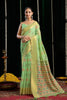 Light Green Woven Soft Silk Saree with Motif Design Contrast Pallu 