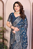Navy Blue Designer Embroidered Saree with Heavy Sequins Work