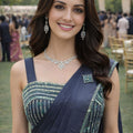 Navy Blue Georgette Saree with Embellished Designer Blouse