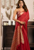 Red Silk Saree with Golden Zari Border Designer Saree