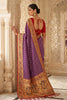 Purple Paithani Silk Saree Traditional Zari Border Designer Red Blouse