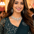 Teal Green Sequins Ready to Wear Designer Saree Embroidered Blouse