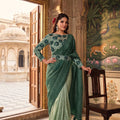  Green Saree with Embroidered Blouse and Designer Pallu