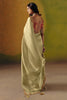 Beige Silk Saree Embroidered Red Border Readymade Blouse