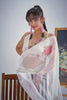 Designer Off White Organza Saree with Floral Embroidery Saree
