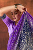 Purple Navy Blue Embroidered Silk Saree with Silver Zari