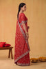 Royal Red Floral Embroidered Organza Silk Saree Heavy Sequins Border