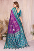 Purple And Teal Ikat Silk Saree with Traditional Weaving Saree