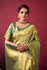 Mint Green Banarasi Silk Saree Golden Zari Woven Border Designer Blouse