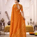 Orange Banarasi Silk Saree with Gold Zari Buta Traditional Pallu