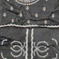 Silver Grey Tissue Silk Saree Black Embroidered Sequin Designer Blouse
