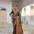 Dark Green Traditional Silk Saree with Rich Paisley Border