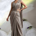 Champagne Gold Ready to Wear Designer Saree with Embroidered Blouse