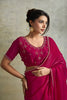 Rani Pink Chiffon Saree with Zari Border Designer Party Wear Saree