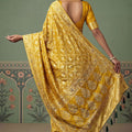 Royal Mustard Yellow Heavy Embroidered Banarasi Silk Saree